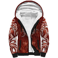 New Zealand Matariki Pohutukawa Sherpa Hoodie Maori Moko Red Galaxy LT05 Unisex Red - Polynesian Pride