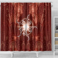 New Zealand Matariki Pohutukawa Shower Curtain Maori Moko Red Galaxy