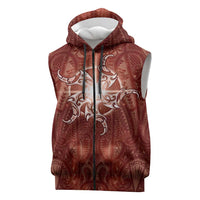 New Zealand Matariki Pohutukawa Sleeveless Zip Hoodie Maori Moko Red Galaxy LT05 Red - Polynesian Pride