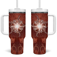 New Zealand Matariki Pohutukawa Tumbler With Handle Maori Moko Red Galaxy