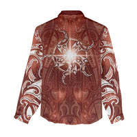 New Zealand Matariki Pohutukawa Women Casual Shirt Maori Moko Red Galaxy LT05 - Polynesian Pride