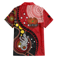 Papua New Guinea And Australia Aboriginal Family Matching Long Sleeve Bodycon Dress and Hawaiian Shirt Bird Of Paradise And Kangaroo Together LT05 - Polynesian Pride