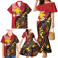 Papua New Guinea And Australia Aboriginal Family Matching Mermaid Dress and Hawaiian Shirt Bird Of Paradise And Kangaroo Together LT05 - Polynesian Pride