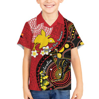 Papua New Guinea And Australia Aboriginal Family Matching Puletasi and Hawaiian Shirt Bird Of Paradise And Kangaroo Together LT05 Son's Shirt Red - Polynesian Pride