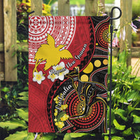 Papua New Guinea And Australia Aboriginal Garden Flag Bird Of Paradise And Kangaroo Together LT05 Garden Flag Red - Polynesian Pride