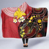 Papua New Guinea And Australia Aboriginal Hooded Blanket Bird Of Paradise And Kangaroo Together LT05 One Size Red - Polynesian Pride