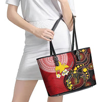 Papua New Guinea And Australia Aboriginal Leather Tote Bag Bird Of Paradise And Kangaroo Together LT05 - Polynesian Pride