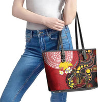 Papua New Guinea And Australia Aboriginal Leather Tote Bag Bird Of Paradise And Kangaroo Together LT05 - Polynesian Pride