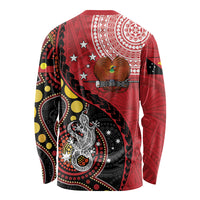 Papua New Guinea And Australia Aboriginal Long Sleeve Shirt Bird Of Paradise And Kangaroo Together LT05 - Polynesian Pride