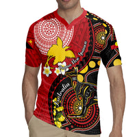 Papua New Guinea And Australia Aboriginal Rugby Jersey Bird Of Paradise And Kangaroo Together LT05 - Polynesian Pride