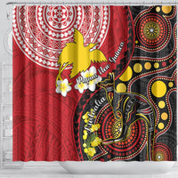 Papua New Guinea And Australia Aboriginal Shower Curtain Bird Of Paradise And Kangaroo Together LT05 - Polynesian Pride