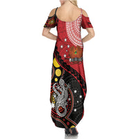 Papua New Guinea And Australia Aboriginal Summer Maxi Dress Bird Of Paradise And Kangaroo Together LT05 - Polynesian Pride