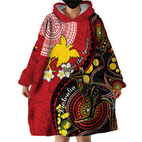Papua New Guinea And Australia Aboriginal Wearable Blanket Hoodie Bird Of Paradise And Kangaroo Together LT05 - Polynesian Pride