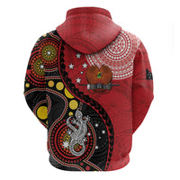 Papua New Guinea And Australia Aboriginal Zip Hoodie Bird Of Paradise And Kangaroo Together LT05 - Polynesian Pride