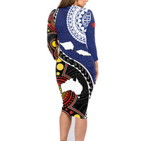 Samoa And Australia Together Family Matching Long Sleeve Bodycon Dress and Hawaiian Shirt Aboriginal Mix Polynesian LT05 - Polynesian Pride