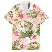 Hawaii Guinea Hula Pig Family Matching Off Shoulder Short Dress and Hawaiian Shirt Funny Tropical Style LT05 Dad's Shirt - Short Sleeve Pink - Polynesian Pride