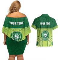 Personalised Ballantine Memorial School Couples Matching Off Shoulder Short Dress and Hawaiian Shirt With Fijian Tapa Pattern LT05 - Polynesian Pride