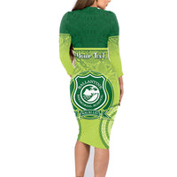 Personalised Ballantine Memorial School Family Matching Long Sleeve Bodycon Dress and Hawaiian Shirt With Fijian Tapa Pattern LT05 - Polynesian Pride
