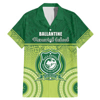 Personalised Ballantine Memorial School Family Matching Mermaid Dress and Hawaiian Shirt With Fijian Tapa Pattern LT05 Dad's Shirt - Short Sleeve Green - Polynesian Pride