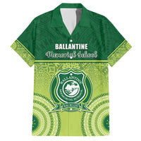 Personalised Ballantine Memorial School Family Matching Off Shoulder Maxi Dress and Hawaiian Shirt With Fijian Tapa Pattern LT05 Dad's Shirt - Short Sleeve Green - Polynesian Pride