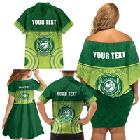 Personalised Ballantine Memorial School Family Matching Off Shoulder Short Dress and Hawaiian Shirt With Fijian Tapa Pattern LT05 - Polynesian Pride