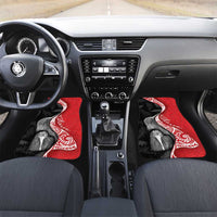 New Zealand Aotearoa Car Mats Kiwi Fern Maori Pattern Red Version