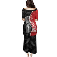 New Zealand Aotearoa Family Matching Puletasi and Hawaiian Shirt Kiwi Fern Maori Pattern Red Version LT05 - Polynesian Pride
