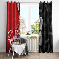 New Zealand Aotearoa Window Curtain Kiwi Fern Maori Pattern Red Version