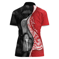 New Zealand Aotearoa Women Polo Shirt Kiwi Fern Maori Pattern Red Version LT05 - Polynesian Pride