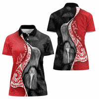 New Zealand Aotearoa Women Polo Shirt Kiwi Fern Maori Pattern Red Version LT05 - Polynesian Pride