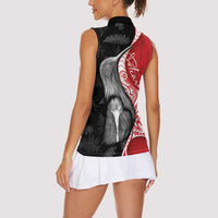 New Zealand Aotearoa Women Sleeveless Polo Shirt Kiwi Fern Maori Pattern Red Version LT05 - Polynesian Pride