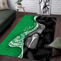 New Zealand Aotearoa Area Rug Kiwi Fern Maori Pattern Green Version