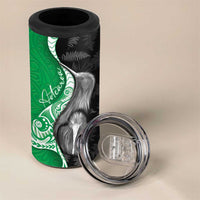 New Zealand Aotearoa 4 in 1 Can Cooler Tumbler Kiwi Fern Maori Pattern Green Version LT05 - Polynesian Pride
