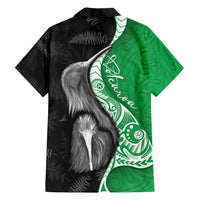 New Zealand Aotearoa Family Matching Off Shoulder Maxi Dress and Hawaiian Shirt Kiwi Fern Maori Pattern Green Version LT05 - Polynesian Pride