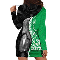 New Zealand Aotearoa Hoodie Dress Kiwi Fern Maori Pattern Green Version LT05 - Polynesian Pride