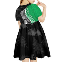 New Zealand Aotearoa Kid Short Sleeve Dress Kiwi Fern Maori Pattern Green Version LT05 - Polynesian Pride