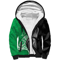 New Zealand Aotearoa Sherpa Hoodie Kiwi Fern Maori Pattern Green Version LT05 Unisex Green - Polynesian Pride