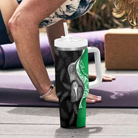 New Zealand Aotearoa Tumbler With Handle Kiwi Fern Maori Pattern Green Version