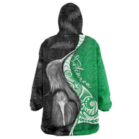 New Zealand Aotearoa Wearable Blanket Hoodie Kiwi Fern Maori Pattern Green Version LT05 - Polynesian Pride