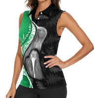 New Zealand Aotearoa Women Sleeveless Polo Shirt Kiwi Fern Maori Pattern Green Version LT05 - Polynesian Pride