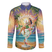 Aloha Hawaii Family Matching Long Sleeve Bodycon Dress and Hawaiian Shirt Hula Martini Tropical Vibes LT05 Dad's Shirt - Long Sleeve Colorful - Polynesian Pride