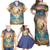 Aloha Hawaii Family Matching Off Shoulder Maxi Dress and Hawaiian Shirt Hula Martini Tropical Vibes LT05 - Polynesian Pride