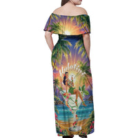 Aloha Hawaii Family Matching Off Shoulder Maxi Dress and Hawaiian Shirt Hula Martini Tropical Vibes LT05 - Polynesian Pride