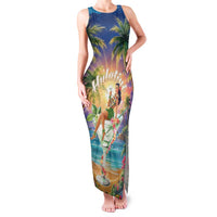 Aloha Hawaii Family Matching Tank Maxi Dress and Hawaiian Shirt Hula Martini Tropical Vibes LT05 Mom's Dress Colorful - Polynesian Pride