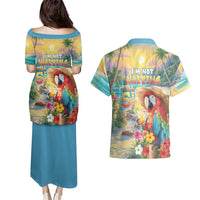 Hawaii Parrot Couples Matching Puletasi and Hawaiian Shirt Im Not Waiting Till 5 Oclock