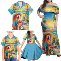Hawaii Parrot Family Matching Off Shoulder Maxi Dress and Hawaiian Shirt Im Not Waiting Till 5 Oclock LT05 - Polynesian Pride