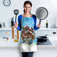 New Zealand Birds Christmas Apron Pohutukawa Xmas Tree