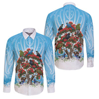 New Zealand Birds Christmas Family Matching Off Shoulder Short Dress and Hawaiian Shirt Pohutukawa Xmas Tree