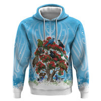 New Zealand Birds Christmas Zip Hoodie Pohutukawa Xmas Tree