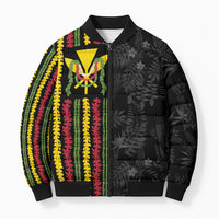 Hawaii Lei Kanaka Maoli Flag Bomber Puffer Jacket Tropical Vibes